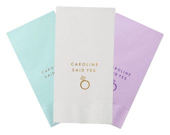 Engagement Cocktail Napkins Yes  - Personalized Napkins - Party Napkins - Cocktail Napkins - Bridal Shower Napkins - Engaged