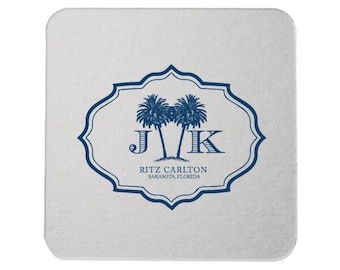 Palm Tree Coasters, Personalized Coasters, Custom, Drink Coaster, Bar Coaster, Wedding Favors, Gold Foil Coaster, Name Coaster 240