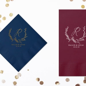 Wedding Cocktail Napkins Personalized Napkins Custom Rehearsal Dinner Napkins Monogram Luncheon Napkins Wedding Guest Towels