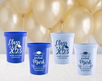 Graduation Party Cups, Graduation Favors, Graduation Party Ideas, Graduation Party Decorations, Class of 2025 Cups, Congrats Grad