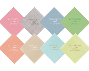 Personalized Linen Like Beverage Napkins, Script Names Cocktail Napkins, Custom Wedding Shower Birthday Hostess Gift, Elegant Paper Napkins