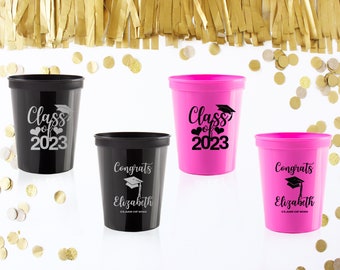 Graduation Party Cups, Graduation Favors, Graduation Party Ideas, Graduation Party Decorations, Class of 2024 Cups, Congrats Grad