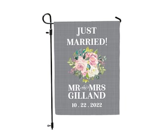 Wedding Just Married Flag, Personalized Garden Flag, Welcome Yard Sign, Backyard Wedding, Wedding Outdoor Decor, Just Married Flag