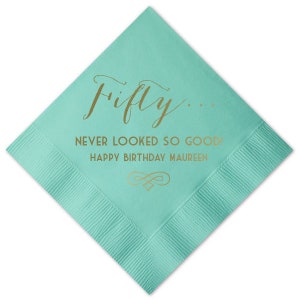 Birthday Napkins, Personalized Birthday Napkins, Party Napkins, Happy Birthday, Bar Napkins, Anniversary Napkins, Cocktail Napkins, 50th 151