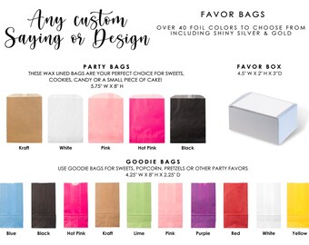 Wedding Favors - Custom Printed Favor Bags - Recycled Wedding - Treat bag Goodie Bag - Bridal Shower Favors- Favor box - Graduation Favor