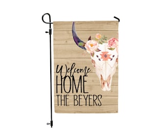 Bohemian Bull Skull Southwest Garden Flag Outdoor Decorative Yard House Banner Double Sided-Readable Both Sides Made In USA