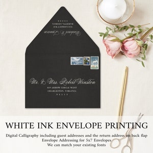 Printed Envelopes with Custom Fonts in A7 or 4bar Size - Premium Colored Wedding Envelopes with Guest Recipient Addresses