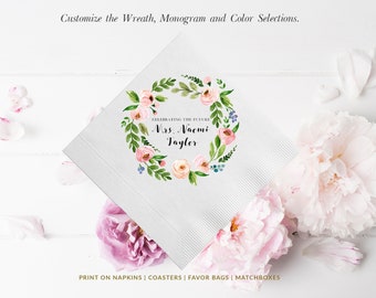 Romantic Burgundy Blush Floral Bridal Shower Napkins | Wedding Napkins | Rehearsal Dinner | Full Color Napkin | Shower the Bride