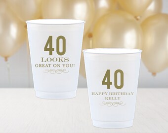 40th Birthday Party, 40th Birthday Cup, Cheers to 40 Years, Frosted Cups, Personalized Cups, Custom Cups, Birthday Decor, Happy Birthday