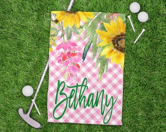 Golf Towel Girls Towel Sports Towel Sunflower Golf Towel Sunflower Towel Personalized Sunflower Towel Tennis Towel Sports Towel