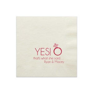 Engagement Party Napkins Yes That&#39;s What She Said - Personalized Napkins - Party Napkins - Cocktail Napkins - Bridal Shower Napkins