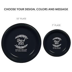 Graduation party plates, personalized plates, congrats grad 2025, college graduation party favor, high school graduation, party plates
