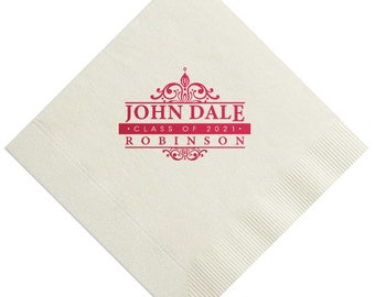 Personalized Graduation Napkins Graduation Party Supplies Personalized Beverage Napkins 2025 Graduation Decoration Ideas Grad Party Napkins
