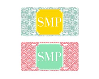 Lily Inspired Car Accessories, License Plate Frame, License Plate, Front Car Plate, Damask Pattern