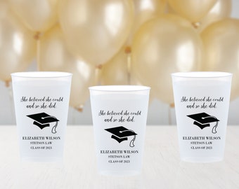 Personalized Graduation Party Cups, Class of 2025 Decorations, Grad Party Favors, Custom Printed Plastic Cups