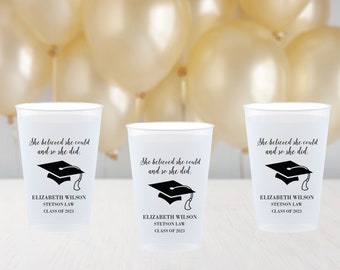 Personalized Graduation Party Cups, Class of 2024 Decorations, Grad Party Favors, Custom Printed Plastic Cups