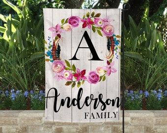 farmhouse garden flag, personalized garden flag, custom garden flag, garden flag, yard flag, personalized yard flag. welcome garden flag