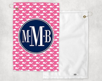 Custom Pickle ball Towel - 11"18"| Pickle Ball Hand Towel | Pink Sports Towel | Custom Pickleball Sweat Towel | Preppy Whale Golf Towel