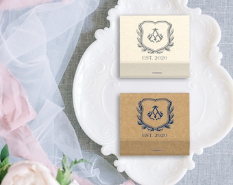 Wedding Matchbooks with crest monogram - Wedding Favors, Wedding Matches, Wedding Decor, Custom Matchbook, Shower Favor, Foil Printed