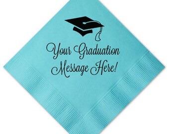 Graduation Napkins, Custom with name, message, colors, class of 2025, Graduation Party, Congrats Grad, Cocktail Napkins, Party Napkins, 221