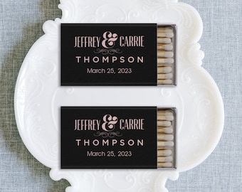 Initial Monogram Personalized Classic Match Boxes - Favors, Party Favors, Custom Foil Stamped Matches, Wedding Favor
