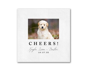 Custom Pet Cocktail Napkins, Custom Pet Portrait Wedding Napkins, Dog Wedding Napkins, Custom Cat Cocktail Napkins, Customized Pet Napkins