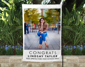 Graduation Photo Garden Flag, Personalized Graduation Garden Flag 2024, Graduation Yard Flags 2024, Graduation Flag Customized