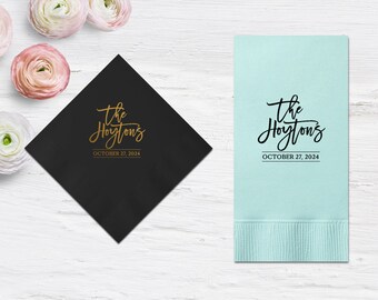 Personalized Wedding Napkins Personalized Heart Connected Monogram Wedding Napkins Custom Bar Napkins Reception LOTS of COLORS Avail!