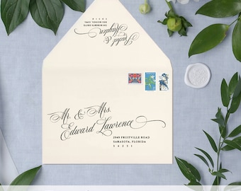 Modern Calligraphy Envelopes, Envelope Printing, Printed Envelopes, Addressed Envelopes, Elegant Wedding Envelopes