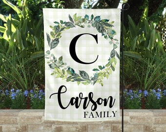 Wreath garden flag, personalized garden flag, custom garden flag, garden flag, personalized flag, Grennery Floral Flag