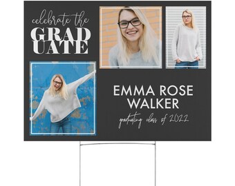 Elegant 2024 Graduation Yard Signs | Lawn Sign for Graduates | Add your Custom Photo Custom Grad Sign | Any color