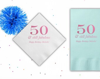 Happy Birthday Napkins Birthday Party Napkins Personalized Napkins Cocktail Napkins Cheers to 50 Years Paper Napkins Custom Napkins