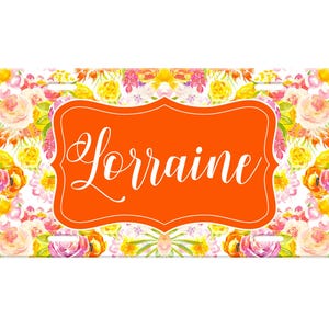 Tropical Floral Monogram License Plate, Bright Colors Car Tag, Custom License Plate, Personalized License Plate, Keychain, Coasters