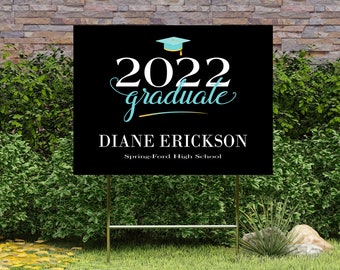 Senior Yard Sign | Graduation Yard Sign | 2024 Graduation Hat and Script Yard Sign | Yard Signs for Graduation | Customize colors & message