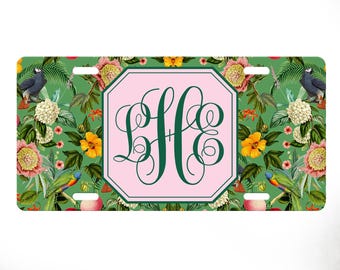 Preppy Collection Car Tag License Plate Tropical Pineapple - Choice of over 40 Pattern, Frame, and Font - Personalized