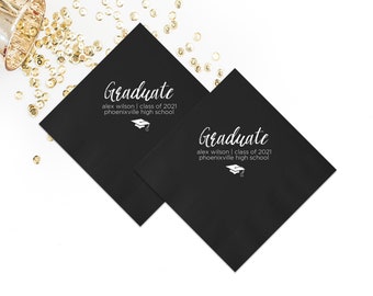 Personalized Graduation Napkins, Graduation Party, Graduation Cap, Congrats Grad, class of 2024 Lunch Napkins, Custom Graduation Decor