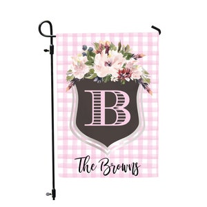 Spring Garden Flag, Spring Garden Flag, Summer Garden Flag, Porch Decor, Entry Flag, Yard Decor, Housewarming Gift, Floral Crest with Name