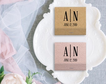 Customized Matchbook -Modern Initial Matchbooks - Personalized Wedding Match, Bridal Shower Favor, Engagement Party, Candle Gift