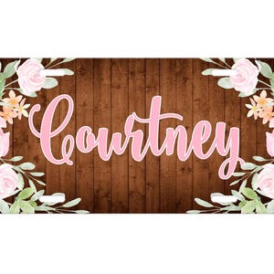 Personalized Preppy Front License Plate Car Tag for Women - Pink Flowers
