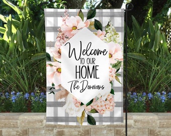 Personalized Address Garden Flag, Spring Garden Flag, Summer Garden Flag, Porch Decor, Entry Flag, Yard Decor, Housewarming Gift