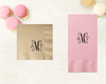 Monogrammed Wedding Napkins, Rehearsal Dinner, Engagement Party, Custom Bar Napkins, Custom Wedding Napkins - Destination Wedding