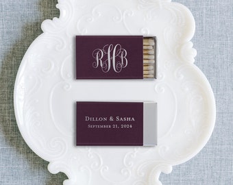 50+ Personalized Monogram Wedding Matchboxes, Matches, Personalized Wedding Favors, Custom Party Favors, Modern Design