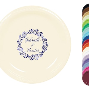 Individuell bedruckte Teller - Zeitgenössische Monogramm-Partyteller - Dessert, Aperitif, 17,8 cm, Papier oder Kunststoff, Hochzeit, Jubiläum, Dusche