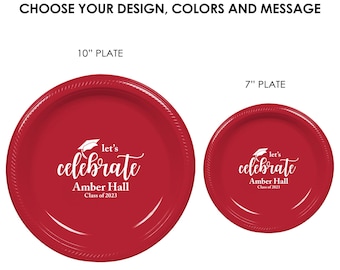 Graduation party plates, personalized plates, congrats grad 2025, college graduation party favor, high school graduation, party plates