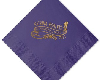 Personalized Graduation Napkins Graduation Party Supplies Personalized Beverage Napkins 2024 Graduation Decoration Ideas Grad Party Napkins