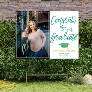 Senior Yard Sign | Graduation Yard Sign | 2025 Graduation Hat and Script Yard Sign | Yard Signs for Graduation | Customize colors & message