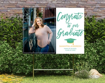 Senior Yard Sign | Graduation Yard Sign | 2025 Graduation Hat and Script Yard Sign | Yard Signs for Graduation | Customize colors & message
