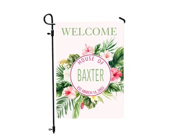 Welcome Garden Flag, Spring Flowers Garden Flag, Welcome to our Home Flag, Summer Garden Flag, Garden Flag, Outdoor Decor, Personalized