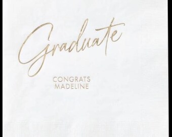 Personalized Graduation Napkins, Class of 2025 Graduation Party Decorations - Cocktail, Luncheon, Dinner, and Guest Towels