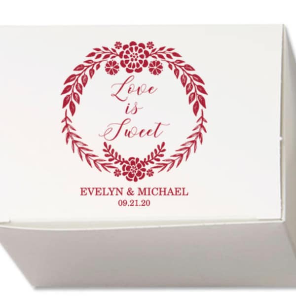 Personalized Wedding Cake Slice Boxes, Favor Box, Candy Box, Truffle, Birthday Favor, Custom Printed, Wedding Favor, Personalized